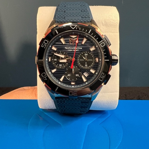 TechnoMarine Seven Seas Sport Men’s Watch-44mm-TM725025 Navy&Gold Chrono(NWT) - Picture 6 of 12